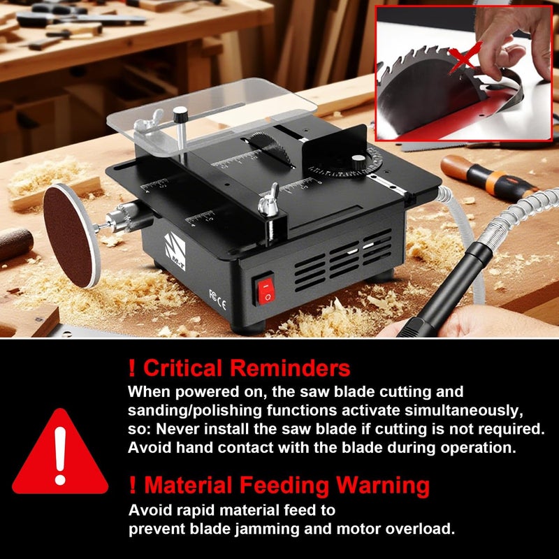 MT Mini Table Saw, Mini Table Saws for Crafts, Multi Functional Table Saw, Portable Desktop Electric Saw for Cutting,Grinding,Engraving Drilling.Speed & Angle Adjustable,for Wood/PCB/Acrylic/Plastic - Image 2